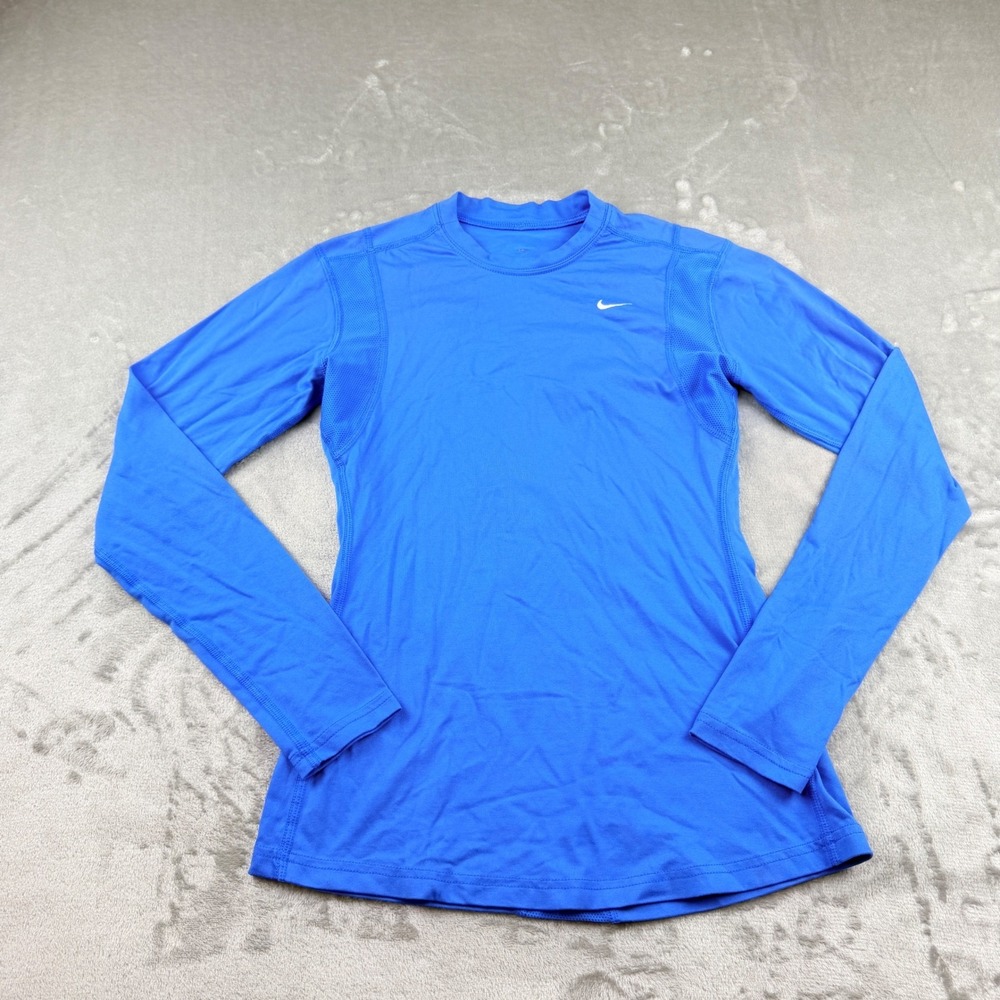 Nike FIT DRY Women's Small‎ Blue Long Sleeve Running Shirt